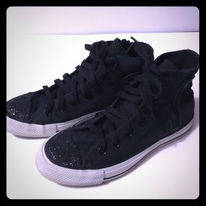 Black & glittery converses